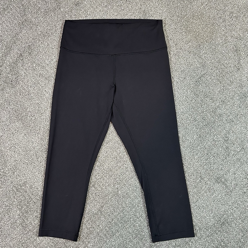 Lululemon Wunder Train Hi-Rise Crop Leggings Women's 12 Black 22" Inseam EUC